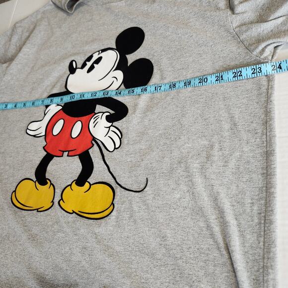 Disney Mickey Mouse Men's Short Sleeve T-Shirt Gray X-Large  Felt Logo - Picture 8 of 10